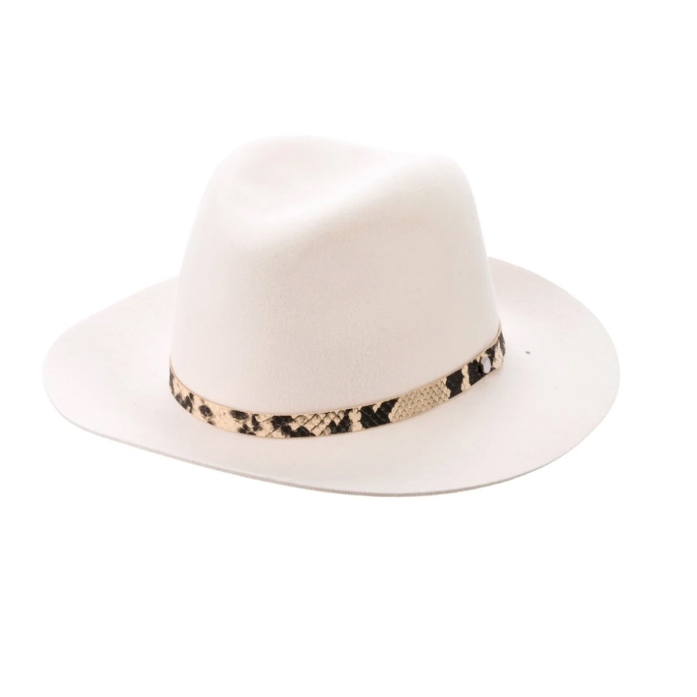 NWT Rag & Bone floppy brim fedora hat in cream with snakeskin band